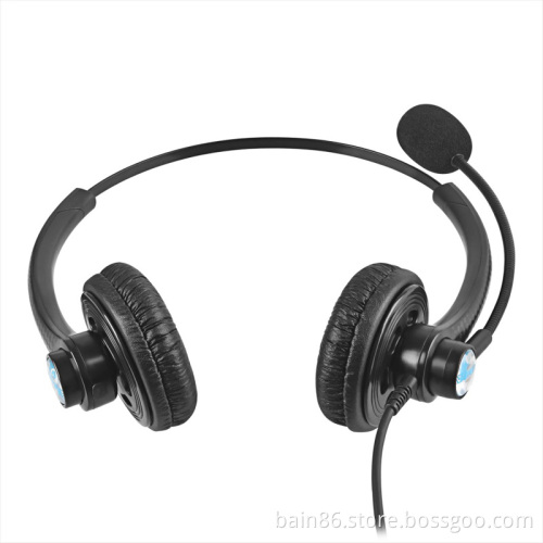 T12 RJ binaural over-ear headset with microphone for call center